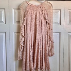 Jodi Kristopher Pink Floral Embroidered Long Sleeve Dress